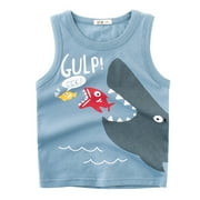 Toddler Boys Girls Tops Baby Shark Animals Sleeveless Crewneck Vest Tee Children Kids Clothing Size 6-7T
